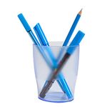 Exacompta - Ref. 67610D - Box of 10 ECOPEN pencil holders - dimensions 6x8x9.5 cm - translucent ice blue color - To store pens, pencils, and other stationery items