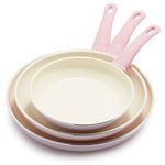 GreenLife Soft Grip Healthy Ceramic Nonstick, 8" 10" and 12" Frying Pan Skillet Set, PFAS-Free, Dishwasher Safe, Soft Pink