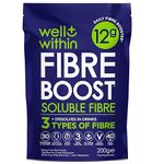 12g Soluble Fibre Supplement, 40% NHS Daily Fibre Intake, 3in1 Fibre Powder : Inulin Acacia FOS (Fructooligosaccharides), Prebiotics for Gut Health Powder (200g Bag, 30 x 6g Fiber) Pre Biotic Drink