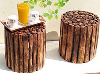 DE KRAFTSMAN stool for sitting/stool for living room/set of 2 decoration natural handcrafted 12x12 inch stool for sitting living room hand cut tree logs stool