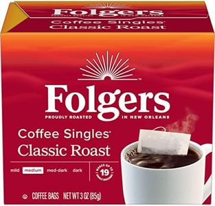 Folgers Coffee Singles Classic Roast Medium Roast Coffee, 19 Single Serve Coffee Bags