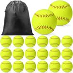 Sonwyoung 20 Pack Sports Practice Softball with Mesh Bag, Official Size and Weight Slowpitch Softball, Unmarked Leather Covered Youth Fastpitch Softball Ball Training Ball for Game Training (11 Inch)