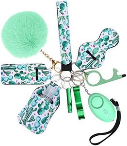 AMIR Safety Keychain Set for Women and Kids, 10 Pcs Safety Keychain Accessories, Safety Keychain Set for Girls with Safe Sound Personal Alarm, No Touch Door Opener, Whistle and Pom