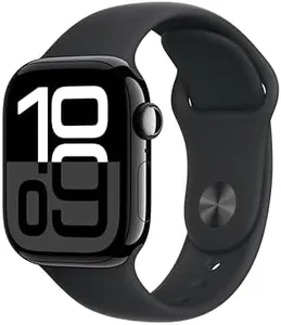 Apple Watch Series 10 [GPS + Cellular 42mm case] Smartwatch with Jet Black Aluminium Case with Black Sport Band - S/M. Fitness Tracker, ECG App, Always-On Retina Display, Water Resistant