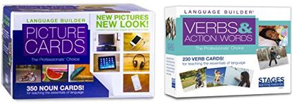 Stages Learning Language Builder Essentials Noun and Verb Flashcards for Autism and Aba Educational Vocabulary Cards