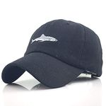 YEKEYI Unisex Baseball Cap Shark Embroidery Washed Cotton Denim Adjustable Baseball Hat Black