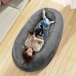 Hoyula Inflatable Human Dog Bed, Infltable Giant Pet Bed with Washable Cover for People Adult Large Dog Bean Bag, Gray