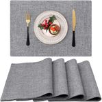 Homaxy Cloths Placemats for Dining Table Set of 4, Heat Resistant Washable Cotton Linen Blend Table Mats, Easy to Clean Non-Slip Place Mats, 13" x 19", Dark Grey