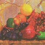 CONCORD WALLCOVERINGS Peel & Stick Wallpaper Border, Fruits Pattern Grape Orange Apple on The Shelf for Cottage Farmhouse Kitchen, Red Brown Yellow Green, 15 ft by 5 in 2490