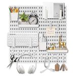 Easyhomie Wall Organiser Pegboard Combination Kit with 4 Tiles 30x30cm Pegboards + 20 Pieces Accessories for Room Storage, Organization and Decoration, Free Combination & Easy Install