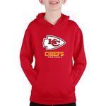 Team Fan Apparel Youth NFL Ultimate Fan Logo Fleece Hooded Sweatshirt -Tagless Football Pullover for Kids - Officially, Red, Medium