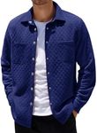 COOFANDY Mens Button Down Shirt Jacket Long Sleeve Quilted Jacket Snap Diamond Quilted Jacket