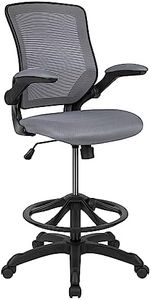 Flash Furniture Kale Mid-Back Swivel Office Chair with Height Adjustable Foot Ring and Lumbar Support, Mesh Executive Chair with Armrests, Dark Gray