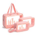 Xelvix Travel Makeup Pouch Set Toiletries Bag Cosmetic Organizer Bag for Women and Girls Toiletry Storage Kit Set of 3 - Pink