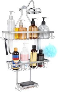 BELLE VOUS Portaoggetti da Doccia - Porta Shampoo e Bagnoschiuma - Portasapone da Appendere - 38 x 60 cm - Mensola per Oggetti e Accessori in Metallo - con Cestino e Ganci
