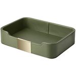 SANZIE Luxury Leather Tray Desktop Storage Catchall Organizer Decorative Tray for Entryway Table to hold Jewelry Watch Cosmetics Keys Phone Wallet Home & Office Accessories (Green)