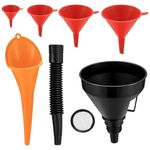 6Pcs Universal Car Gasoline Fuel Petrol Engine Funnel with Detachable Spout and Filter,Petrol Funnel,Right Angle Flexible Plastic Funnel Set,Wide Mouth Fuel Funnels for Car Motorcycle Automotive