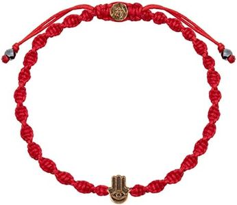 KARMA AND LUCK - Guardian of Blessing - Men's Bronze Brass Red String Adjustable Drawstring Closure Bracelet with Hamsa Amulet Handmade with Love in Bali