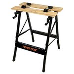 POWERTEC Portable Small Workbench with Vise, Imprinted Ruler and Protractor Scale, Folding Sawhorse/Worktable and 4 Bench Dogs for Woodworking Projects (MT4006)