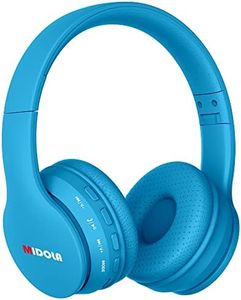 MIDOLA Kids Headphones Bluetooth 5.3 Wireless 60H Play Time Volume Limit 85/110dB Over Ear Foldable Protection Headset/Wired AUX Cord Mic for Children Boy Girl Travel School Phone Pad Tablet Blue