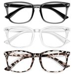 Blue Light Glasses for Kids 3 Pack Blue Light Blocking Glasses for Girls Boys Computer Gaming Screen Glasses, Anti Glare Eyestrain Teen Fashion Glasses Age 3-10 (Grey Black+Transparent+Leopard)