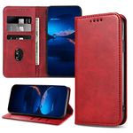 DENDICO Case for iPhone SE/iPhone 5 / iPhone 5s, Classic PU Leather Magnetic Wallet Case, Flip Folio Protective Phone Cover Compatible with iPhone SE/iPhone 5 / iPhone 5s, Red