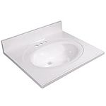 Design House 586222 Cultured Marble 25-inch Vanity Top with Integrated Oval Bowl, Reinforced Packaging, Solid White