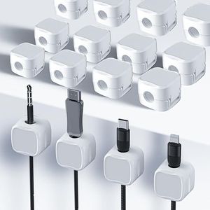 MCOTOP 12 Pack Cord Organizer Holder, Desk Cable Clips Managemen, Strong Adhesive Wire Organizer Keeper, Cord Holder for Desk Nightstand Wall Car Office Cable (White)