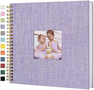 Hiwhy Scrapbook Photo Album Linen Cover, 12 x 12 Inch Hardcover Kraft White Pages Memory Book, for Travel Wedding Guest Book Christmas Baby Shower (40 Sheets/ 80 Pages,Purple)