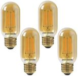 paul russells LED Filament T45 Light Edison Screw E27, 35w Equivalent Replacement Antique Bulb, ES 4.5W 400LM LED 2200K Amber Bulbs, Decorative Ceiling Fittings Energy Saving Lightbulbs, Pack of 4