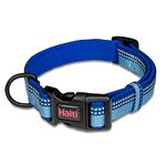 HALTI Collar, Size X-Small, Blue, Best Comfy Dog Collar, Premium Puppy Collar, Nylon, Neoprene-Padded, Reflective, Easy to Fit & Use, For Small, Medium & Large Dogs