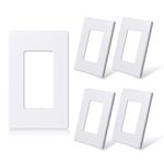 ELEGRP Matte White 1-Gang Screwless Decorative Wall Plates, Standard Size Unbreakable Thermoplastic Faceplate Cover for Decorator Receptacle Outlet Switch, UL Listed (5 Pack)