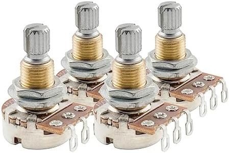 Musiclily Pro A500K Brass Thread Mini Metric Coarse 18-Spline Split Shaft Pots Audio Taper Potentiometers for Electric Guitar Bass (Set of 4)