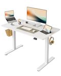 FEZIBO Height Adjustable Standing Desk, 40 x 24 Inches Electric Stand Up Table, Sit Stand Home Office Desk, White Frame/White Top