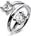 CM Crareesi Mania Helix Piercing Jewellery Hoop 316L Stainless Steel Hinged Segment Rings 16g Cartilage Earrings Tiny CZ Double Row Helix Daith Rook Piercing Jewellery 8mm Nose Ring Hoop