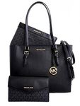 Michael Kors Charlotte Large 3-in-1 Tote Crossbody Handbag Leather, Black