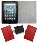 Acm Leather Flip Flap Case Compatible with Kindle Fire 7 2019 Tablet Cover Stand Red