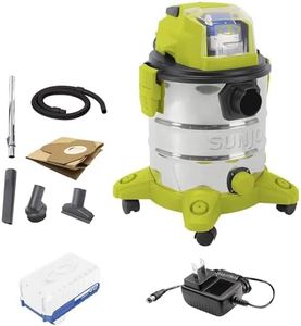Sun Joe Cordless Vacuum, 24V Stainless Steel Wet or Dry Kit with Battery, Charger, Carpet Brush, Nozzle & Extension Tubes, 5.3 Gallon, 24V-WDV6000