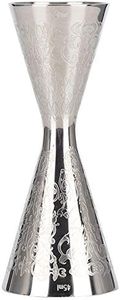 Japanese Style Double Cocktail Jigger - Etching Stainless Steel Jigger with Scale, Small Cup 30ml, Large Cup 45ml - Silver