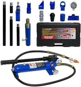 10 Ton Porta Power Kit, Portable Hydraulic Jack with with 4.9 Ft/1.5 m Oil Hose, 16pcs Hydraulic Ram with Pressure Gauge, Auto Body Frame Repair Kit with Storage Case for Car Repair, Truck