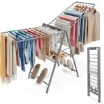 APEXCHASER Ultra Thin Drying Rack – Foldable Clothes Drying Rack with Enhanced Capacity - Convenient and Space-Saving, with Adjustable Wings, Grey