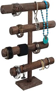 BELLE VOUS Presentoir Bijoux en Bois à 4 Niveaux - 48 cm de Hauteur - Porte Collier, Bracelets, Montres, Chouchous et Bracelets - Arbre a Bijoux en T de Table