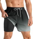 APTRO Mens Swimming Shorts Swimming Trunks Men Compression Liner Swim Shorts 7" Board Shorts Gradient Black MK173 L