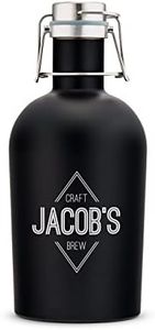 WEDDINGSTAR Custom Stainless Steel Flip-Top Beer Growler, Black - Diamond Emblem