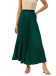 OTABU | Women Accordian Pleat Maxi Flared Skirt Green