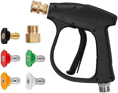 VEVOR Short Pressure Washer Gun 4350 PSI High Power Spay Water Handle with 5 Quick Connect M22-14,15mm Inlet 1/4'' Outlet Without Nozzle Holder, Black