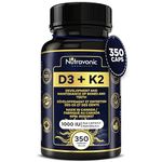 New! Nutravonic Vitamin D3 K2 High Potency 1000 IU D3 (25 mcg) / 120 mcg K2 (MK-7) - 350 Capsules Year Long Supply Vitamin D - Helps Maintain Bone & Teeth Health - Formulated With MK-7 Natto Bean For Best Results - Immune System Support, Vegan - Made In Canada
