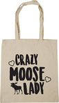 Hippowarehouse Crazy moose lady Tote Shopping Gym Beach Bag 42cm x38cm, 10 litres