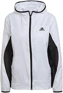 adidas Women's Logo Running Windbreaker, White/Black, Medium