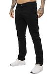 Enzo Jeans Mens Cargo Combat Trousers Chinos Slim Fit Cotton Stretch Work Pants (30W / 32L, Black)